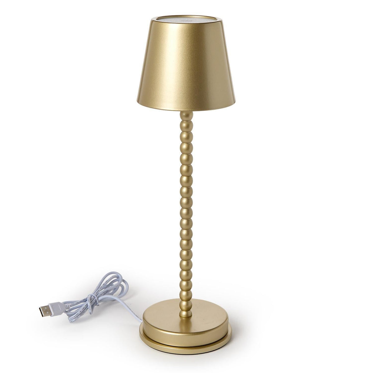 LED Cordless Gold Beaded Pole Table Lamp with Charging Base in Gift Box