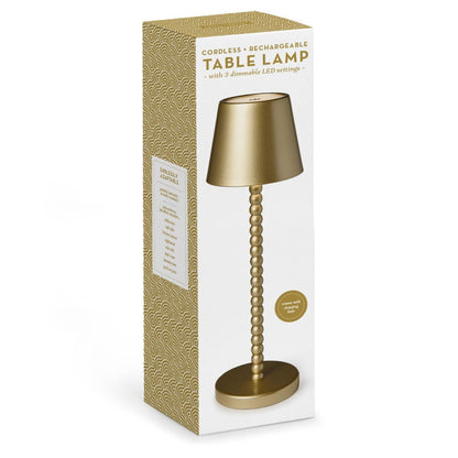 LED Cordless Gold Beaded Pole Table Lamp with Charging Base in Gift Box