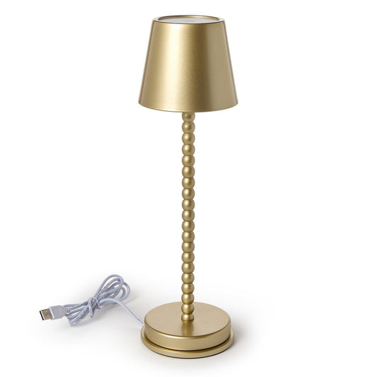 LED Cordless Gold Beaded Pole Table Lamp with Charging Base in Gift Box