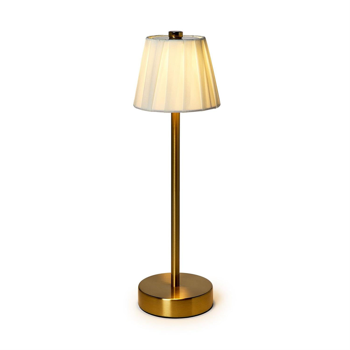 LED Cordless Table Lamp with Fabric Pleated Shade in Gift Box