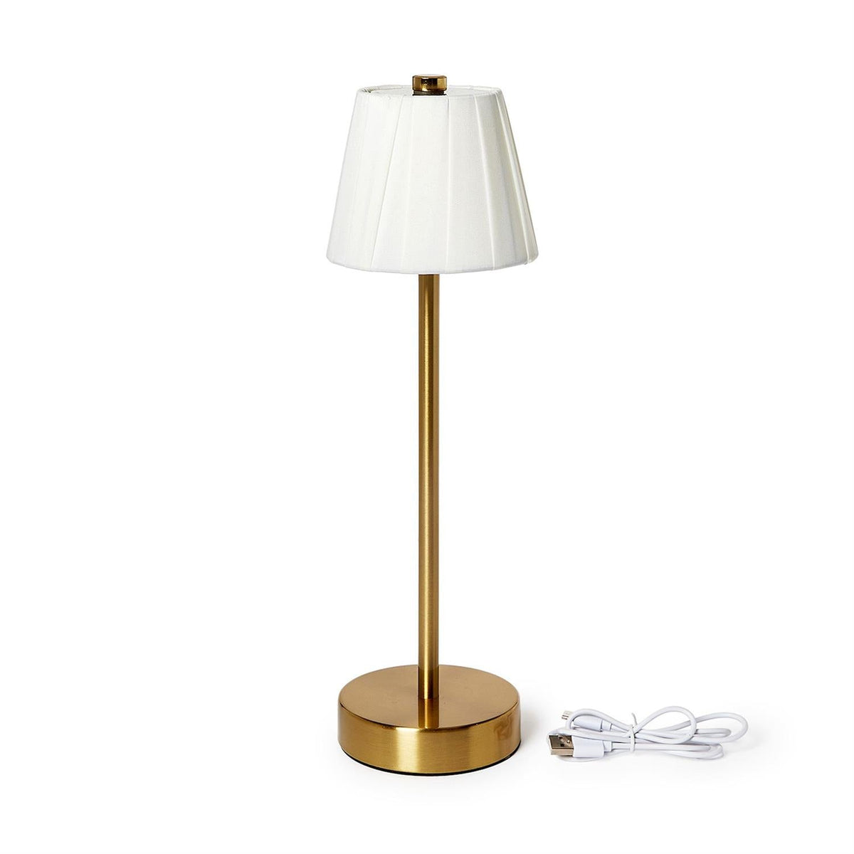 LED Cordless Table Lamp with Fabric Pleated Shade in Gift Box