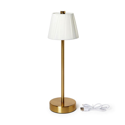 LED Cordless Table Lamp with Fabric Pleated Shade in Gift Box