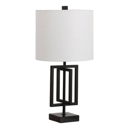 Anya 20.25" Organic Modern Geometric Interlocking Rectangular Metal LED Table Lamp with Marble Base, Black