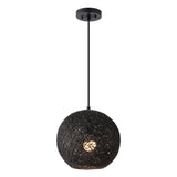 Lacey 1-Light Bohemian Minimalist Adjustable Rattan-Style Woven Rope Globe Basket LED Pendant