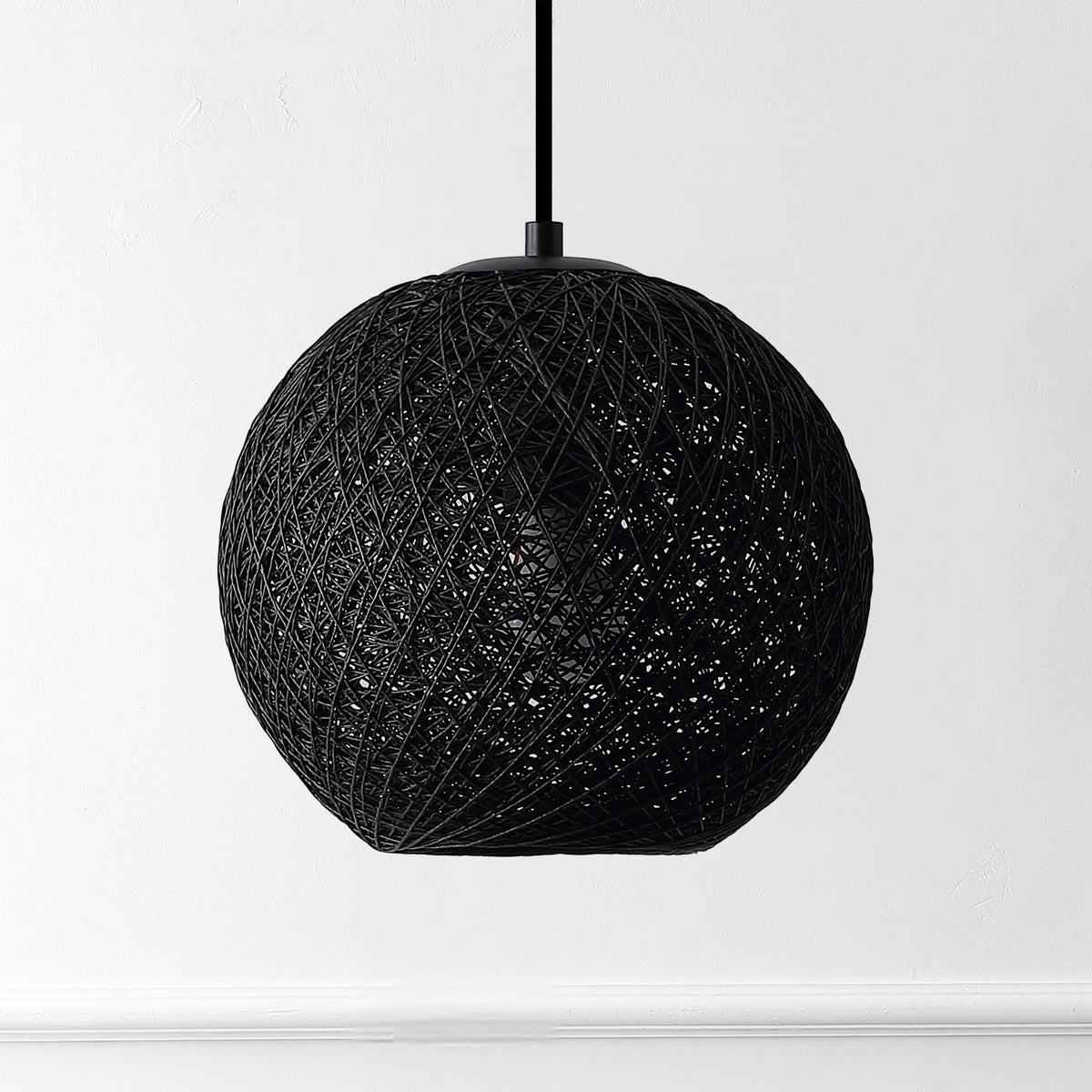 Lacey 1-Light Bohemian Minimalist Adjustable Rattan-Style Woven Rope Globe Basket LED Pendant