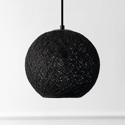 Lacey 1-Light Bohemian Minimalist Adjustable Rattan-Style Woven Rope Globe Basket LED Pendant