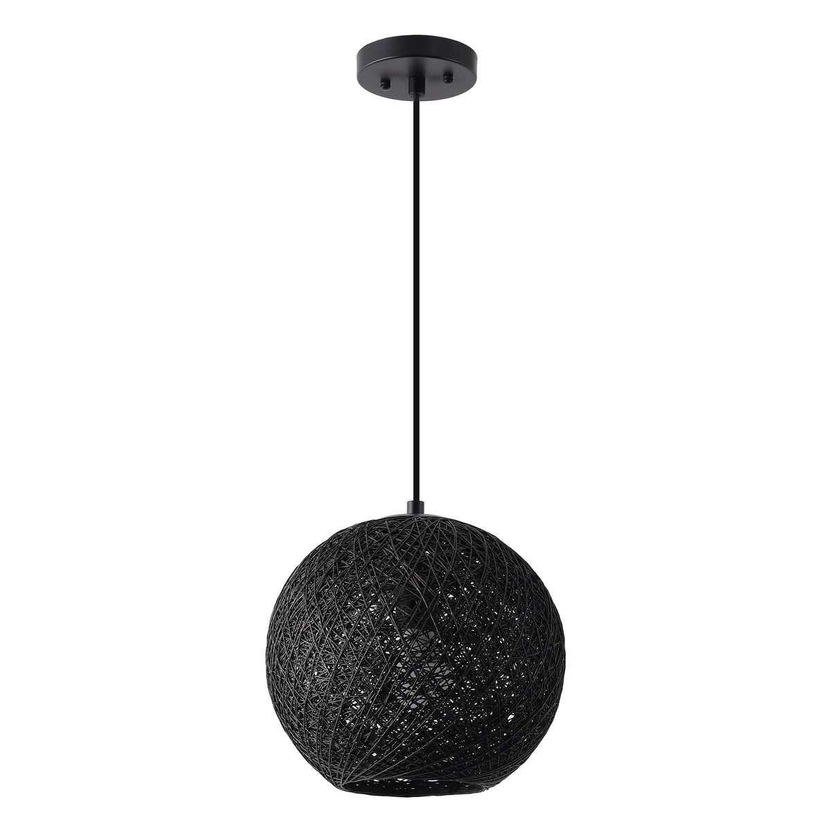 Lacey 1-Light Bohemian Minimalist Adjustable Rattan-Style Woven Rope Globe Basket LED Pendant