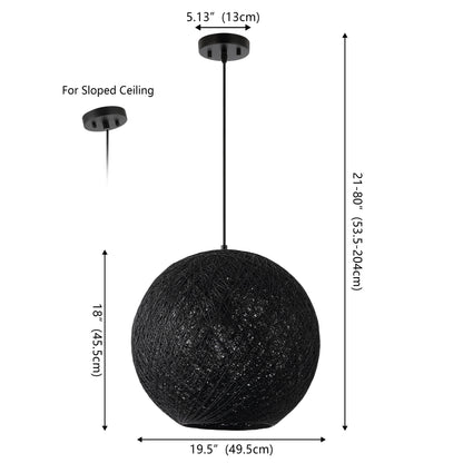 Lacey 1-Light Bohemian Minimalist Adjustable Rattan-Style Woven Rope Globe Basket LED Pendant