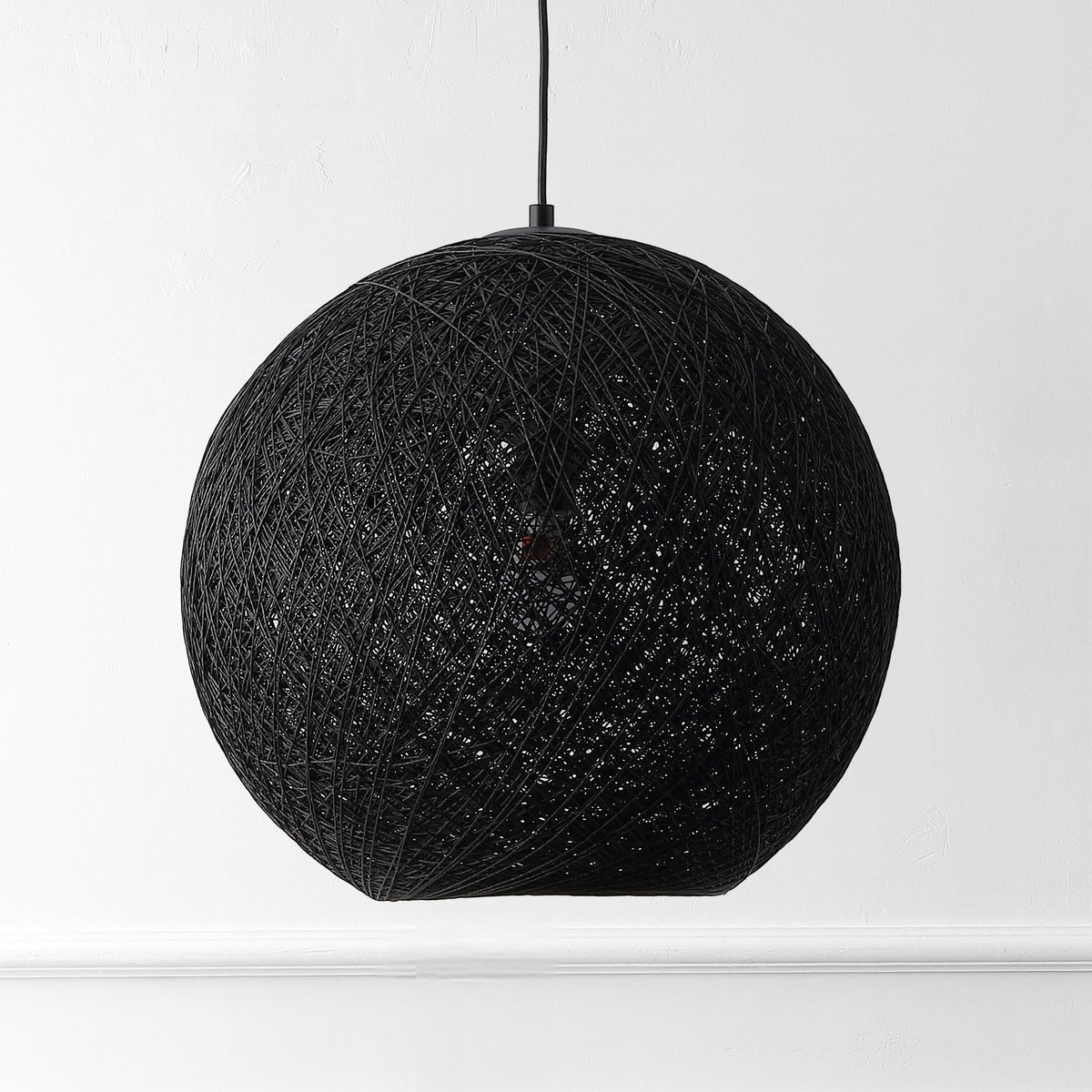 Lacey 1-Light Bohemian Minimalist Adjustable Rattan-Style Woven Rope Globe Basket LED Pendant