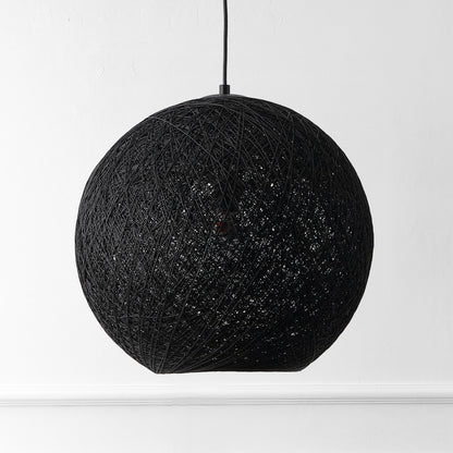 Lacey 1-Light Bohemian Minimalist Adjustable Rattan-Style Woven Rope Globe Basket LED Pendant