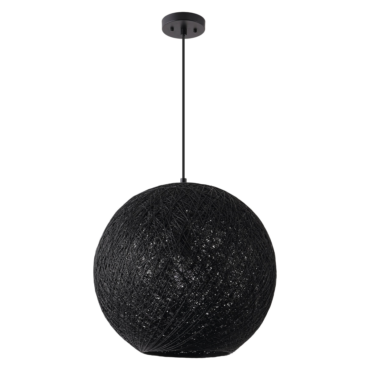 Lacey 1-Light Bohemian Minimalist Adjustable Rattan-Style Woven Rope Globe Basket LED Pendant