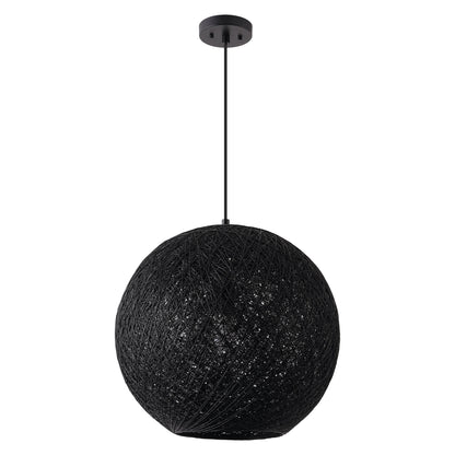 Lacey 1-Light Bohemian Minimalist Adjustable Rattan-Style Woven Rope Globe Basket LED Pendant
