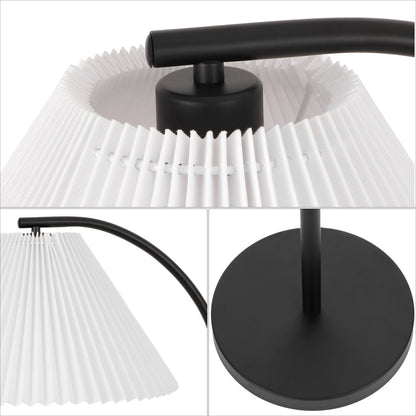 Devon Modern Glam Metal Arc LED Floor Lamp with Pleated Shade