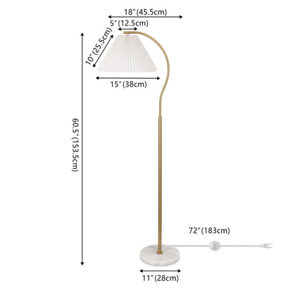 Devon Modern Glam Metal Arc LED Floor Lamp with Pleated Shade