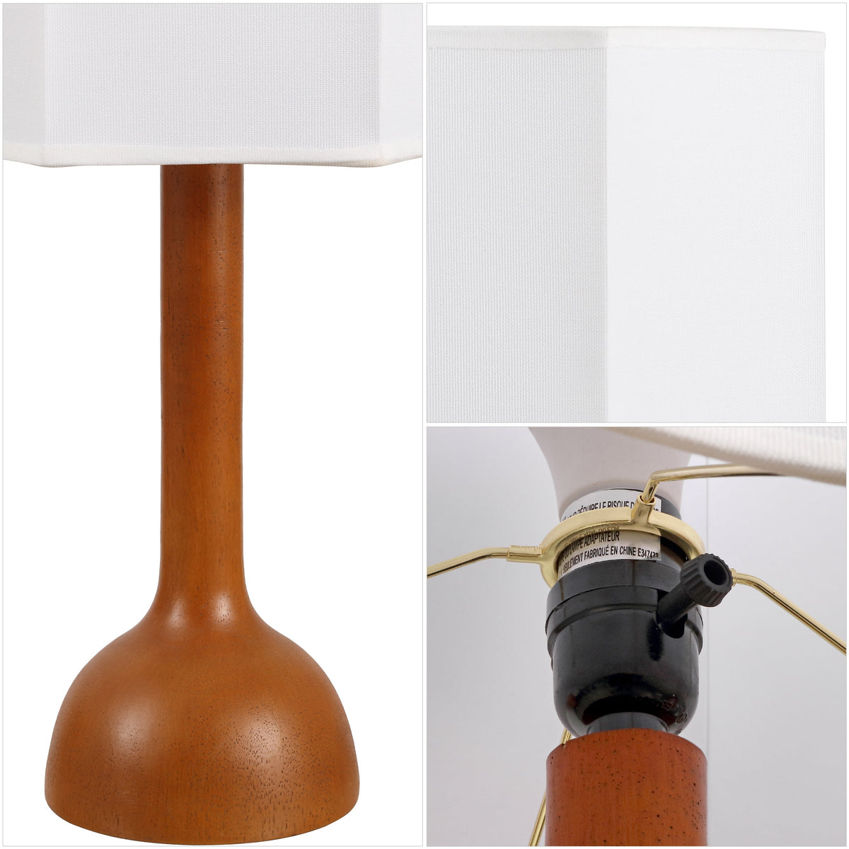 Lisbet 21" Mid-Century Modern Tubular Gourd Resin LED Table Lamp with Octagonal Shade