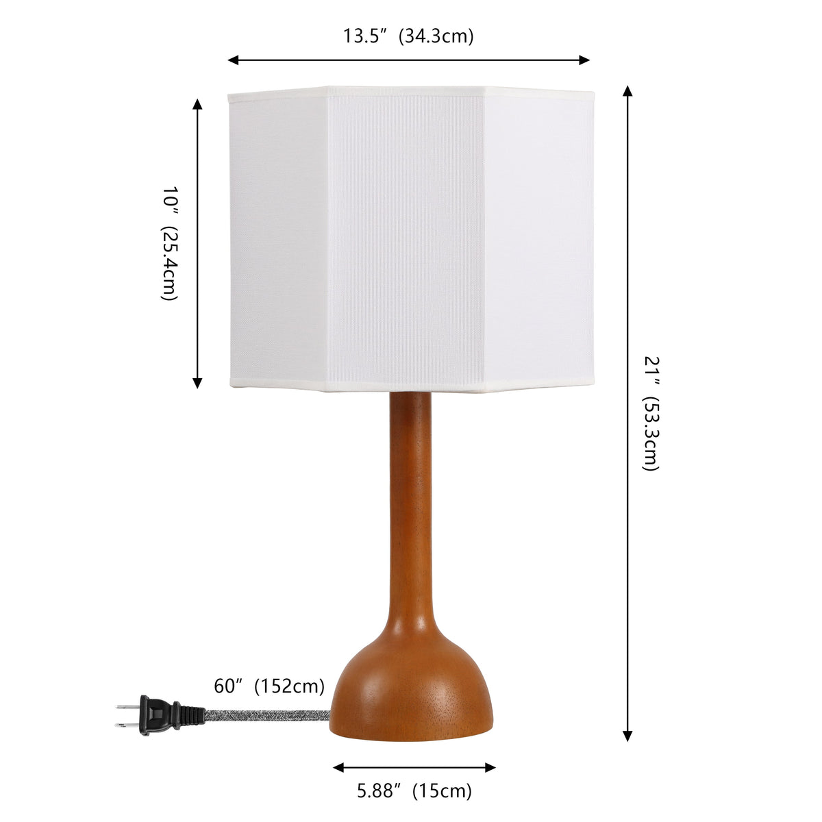 Lisbet 21" Mid-Century Modern Tubular Gourd Resin LED Table Lamp with Octagonal Shade