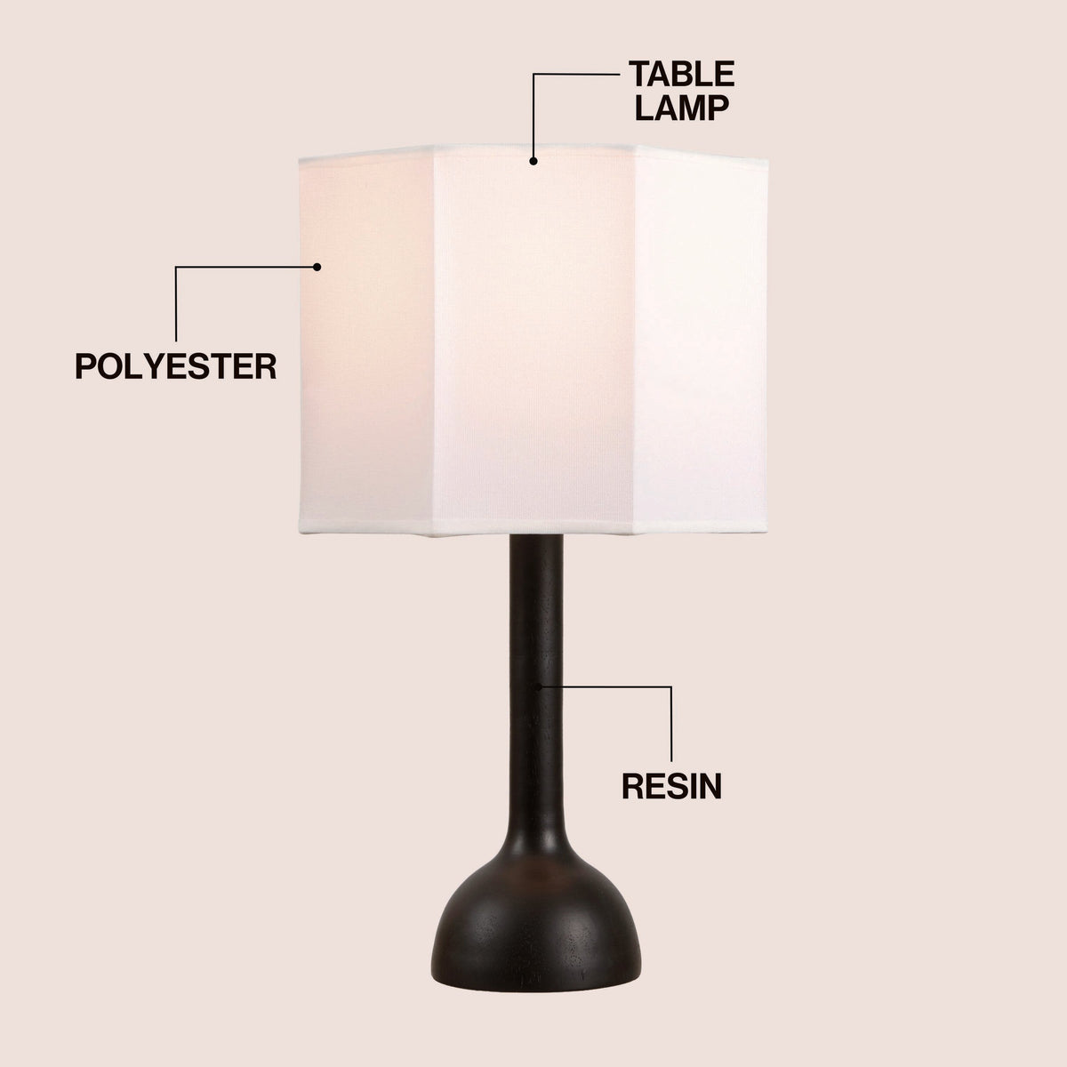 Lisbet 21" Mid-Century Modern Tubular Gourd Resin LED Table Lamp with Octagonal Shade