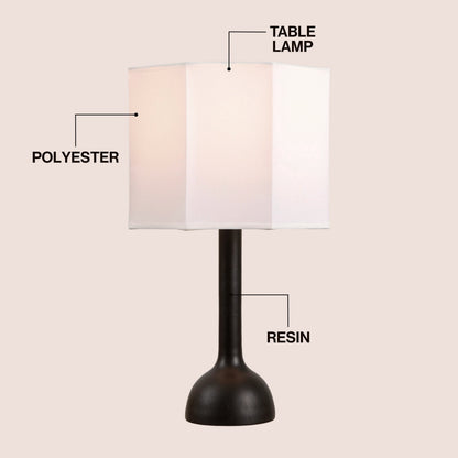 Lisbet 21" Mid-Century Modern Tubular Gourd Resin LED Table Lamp with Octagonal Shade
