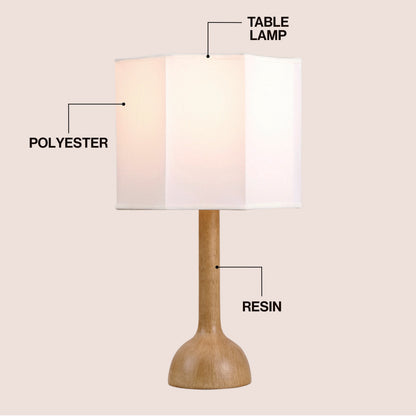 Lisbet 21" Mid-Century Modern Tubular Gourd Resin LED Table Lamp with Octagonal Shade