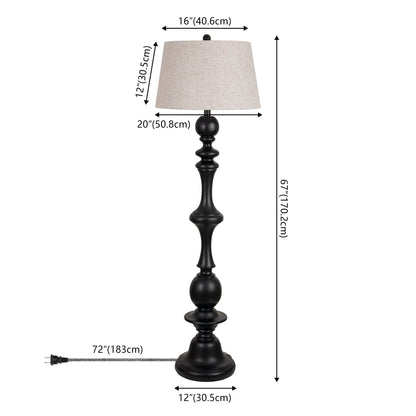 Taylor Rustic Farmhouse Spindled Resin LED Floor Lamp