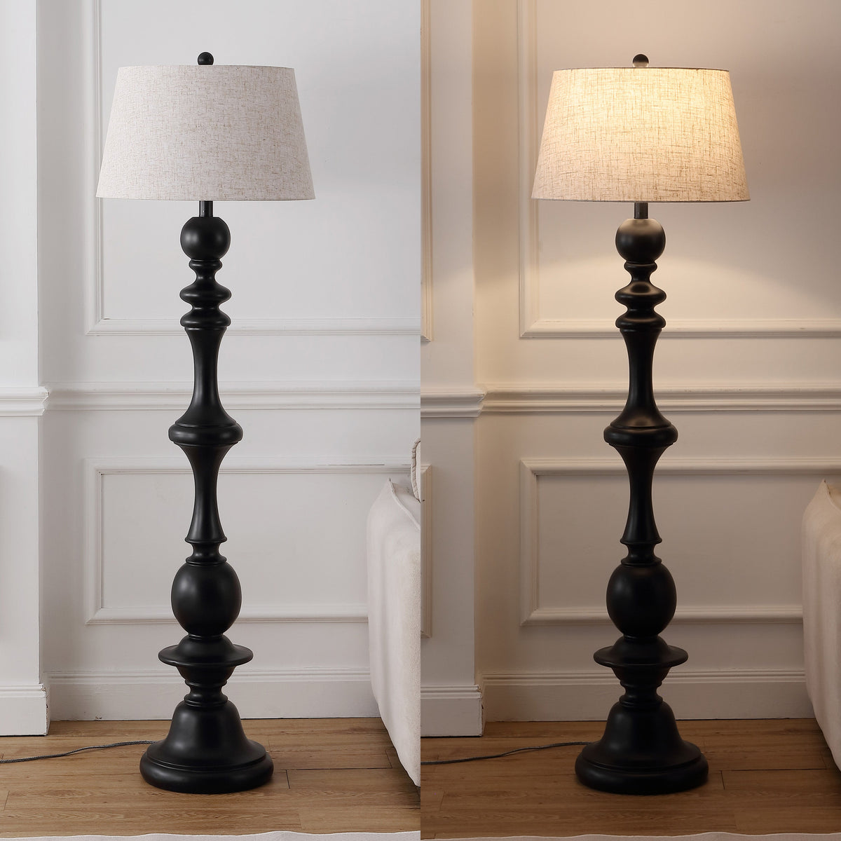 Taylor Rustic Farmhouse Spindled Resin LED Floor Lamp