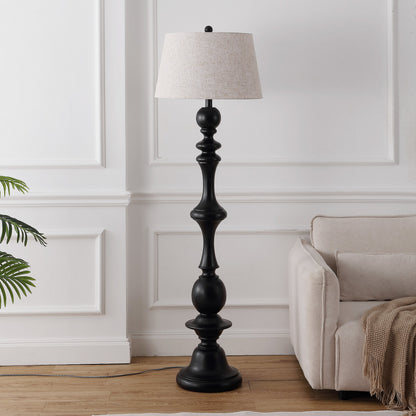 Taylor Rustic Farmhouse Spindled Resin LED Floor Lamp