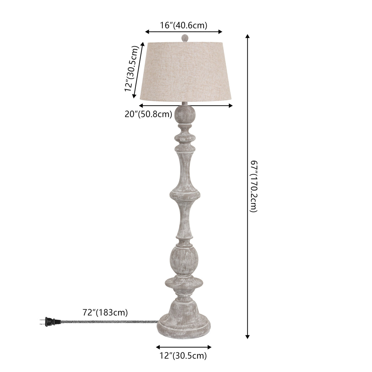 Taylor Rustic Farmhouse Spindled Resin LED Floor Lamp