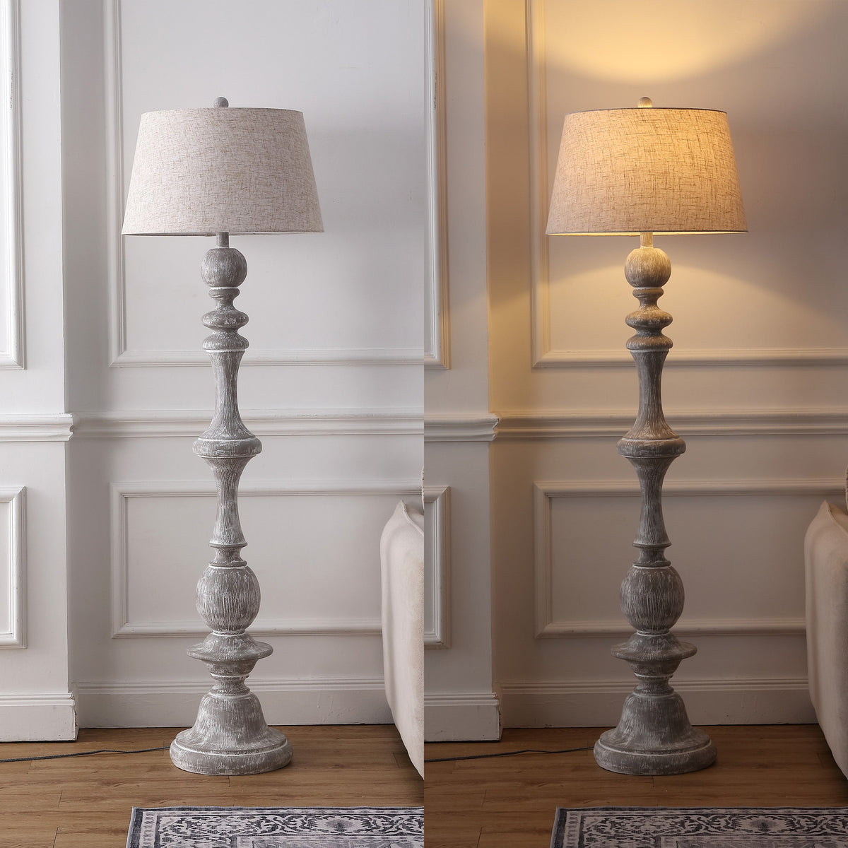 Taylor Rustic Farmhouse Spindled Resin LED Floor Lamp