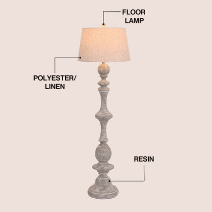 Taylor Rustic Farmhouse Spindled Resin LED Floor Lamp