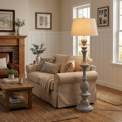 Taylor Rustic Farmhouse Spindled Resin LED Floor Lamp