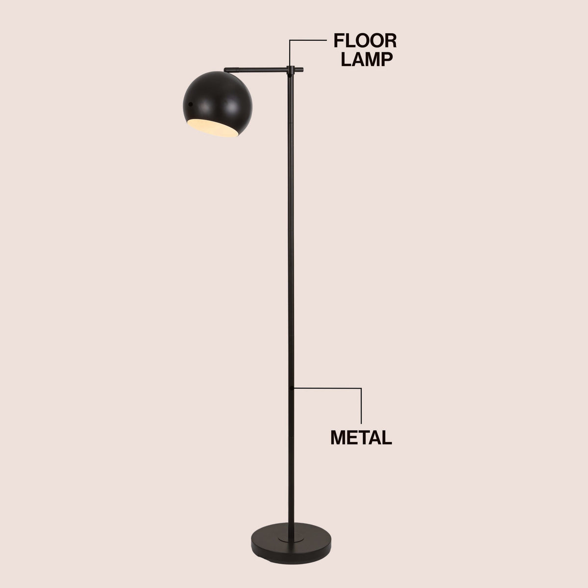 Eva Modern Contemporary LED Floor Lamp with Metal Globe Shade