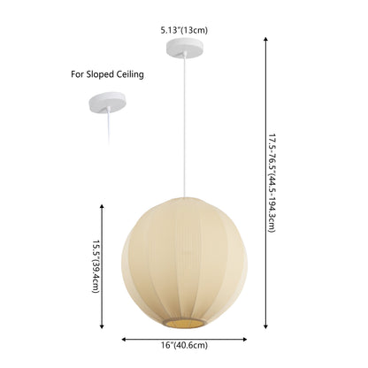 Sia 16" 1-Light Scandinavian Japandi Adjustable Lantern Metal with Ribbed Cocoon Globe Shade LED Pendant
