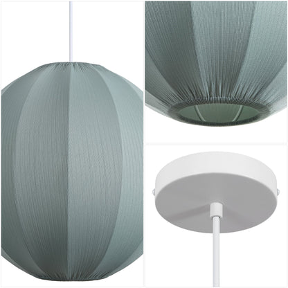 Sia 16" 1-Light Scandinavian Japandi Adjustable Lantern Metal with Ribbed Cocoon Globe Shade LED Pendant