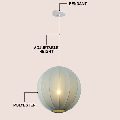 Sia 16" 1-Light Scandinavian Japandi Adjustable Lantern Metal with Ribbed Cocoon Globe Shade LED Pendant
