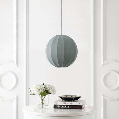 Sia 16" 1-Light Scandinavian Japandi Adjustable Lantern Metal with Ribbed Cocoon Globe Shade LED Pendant