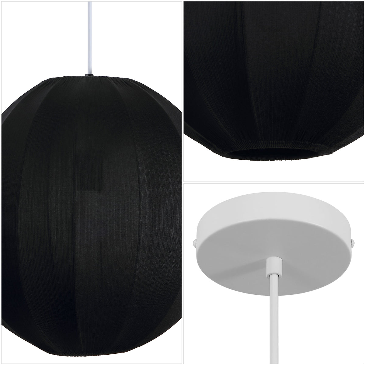 Sia 16" 1-Light Scandinavian Japandi Adjustable Lantern Metal with Ribbed Cocoon Globe Shade LED Pendant
