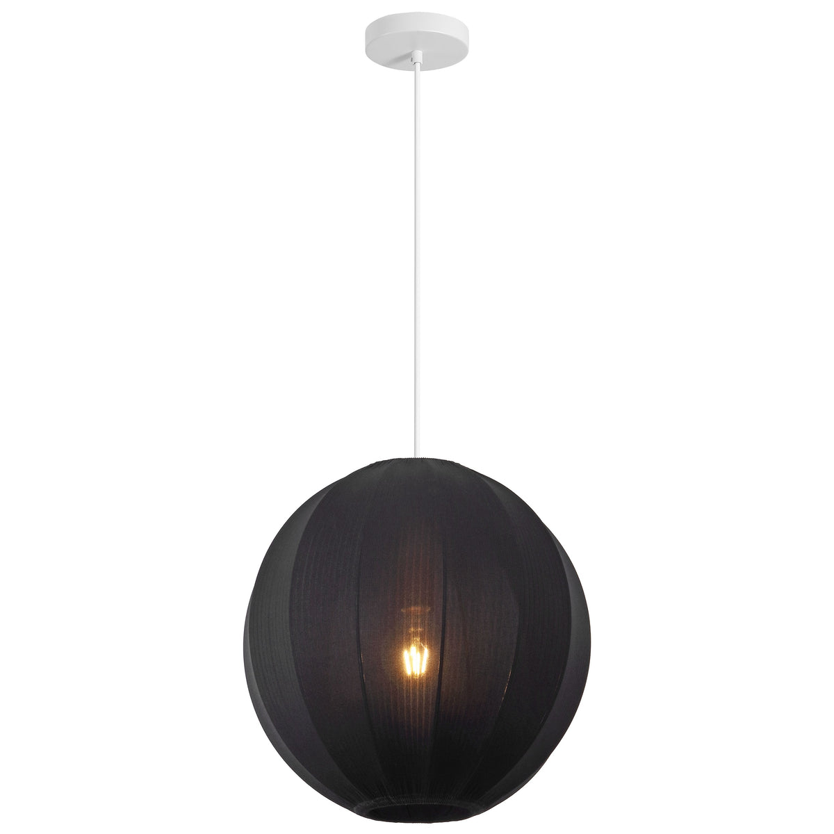 Sia 16" 1-Light Scandinavian Japandi Adjustable Lantern Metal with Ribbed Cocoon Globe Shade LED Pendant