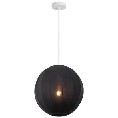 Sia 16" 1-Light Scandinavian Japandi Adjustable Lantern Metal with Ribbed Cocoon Globe Shade LED Pendant