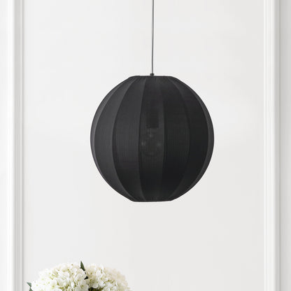 Sia 16" 1-Light Scandinavian Japandi Adjustable Lantern Metal with Ribbed Cocoon Globe Shade LED Pendant
