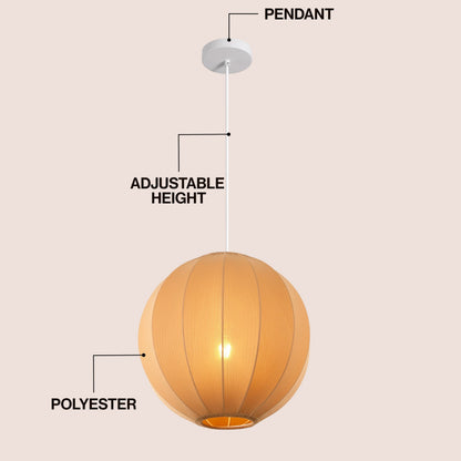 Sia 16" 1-Light Scandinavian Japandi Adjustable Lantern Metal with Ribbed Cocoon Globe Shade LED Pendant