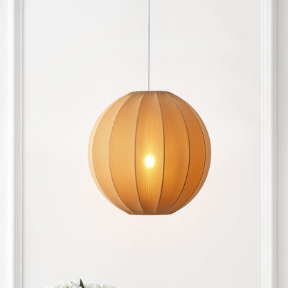 Sia 16" 1-Light Scandinavian Japandi Adjustable Lantern Metal with Ribbed Cocoon Globe Shade LED Pendant