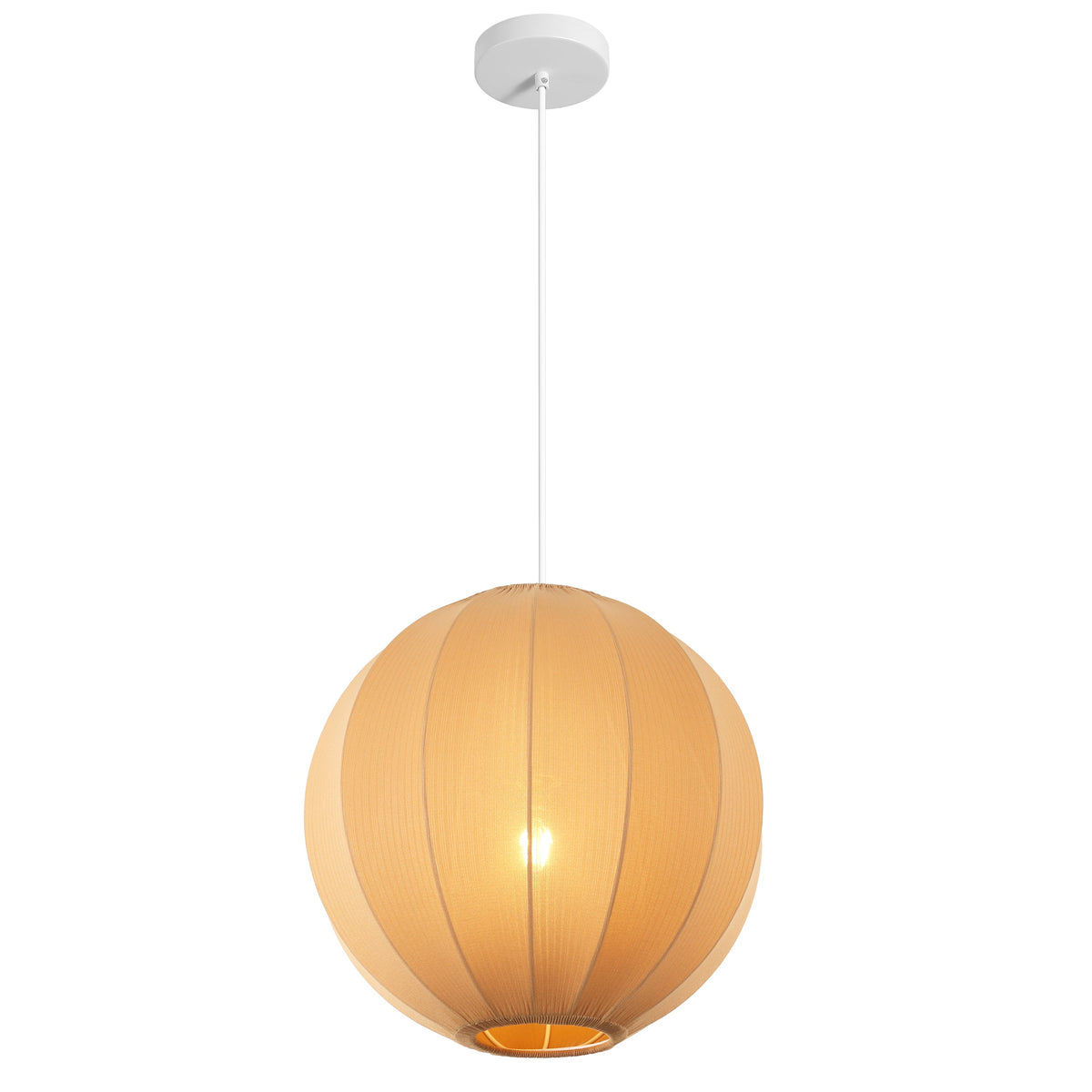Sia 16" 1-Light Scandinavian Japandi Adjustable Lantern Metal with Ribbed Cocoon Globe Shade LED Pendant