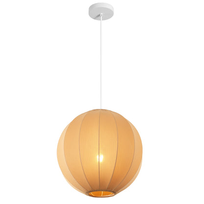 Sia 16" 1-Light Scandinavian Japandi Adjustable Lantern Metal with Ribbed Cocoon Globe Shade LED Pendant