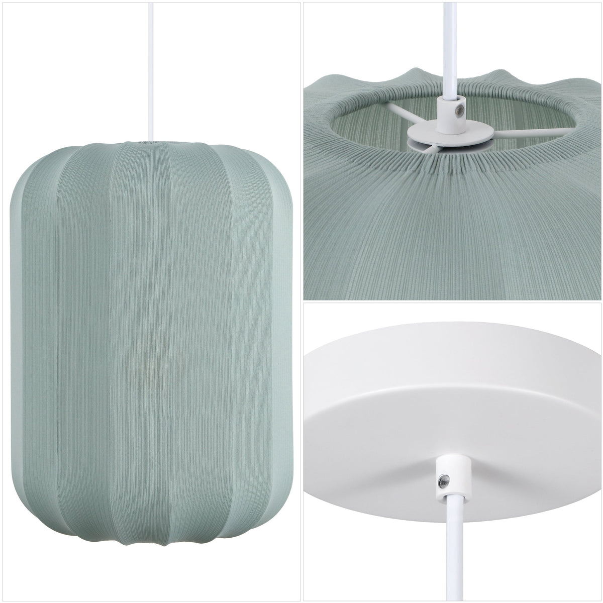 Aurelia 13.75" 1-Light Scandinavian Japandi Adjustable Lantern Metal with Ribbed Cocoon Capsule Shade LED Pendant