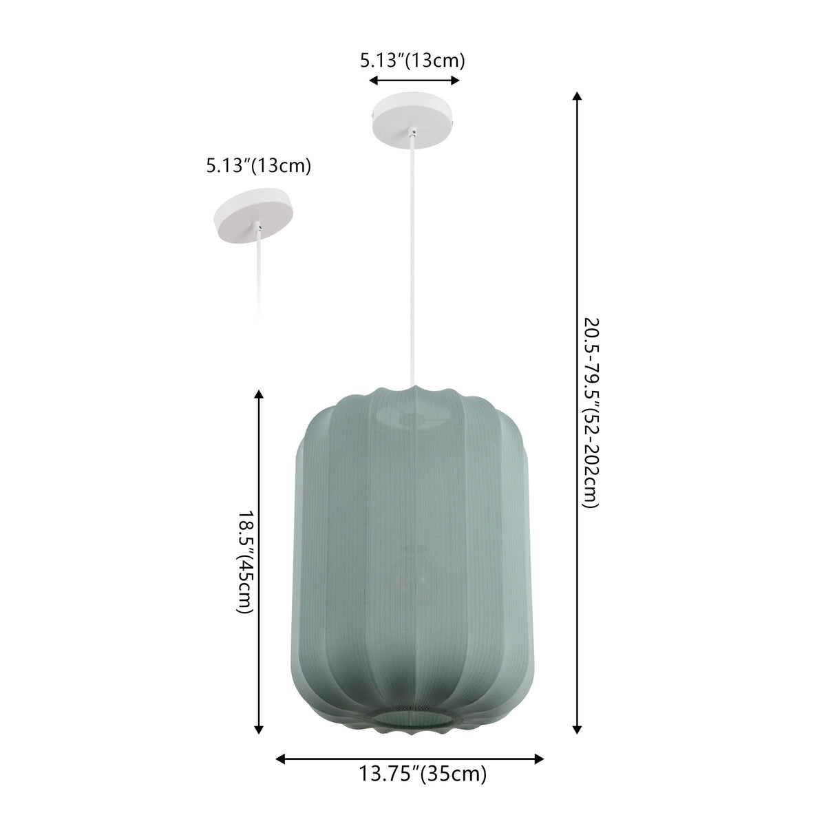 Aurelia 13.75" 1-Light Scandinavian Japandi Adjustable Lantern Metal with Ribbed Cocoon Capsule Shade LED Pendant
