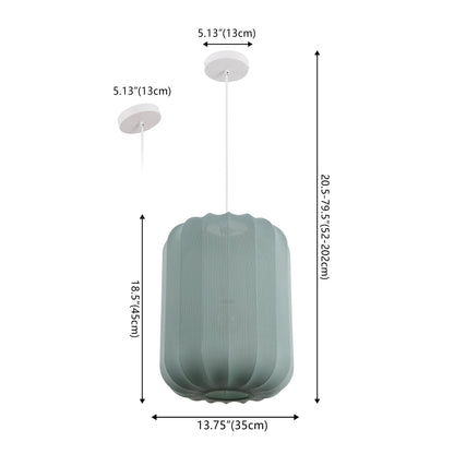 Aurelia 13.75" 1-Light Scandinavian Japandi Adjustable Lantern Metal with Ribbed Cocoon Capsule Shade LED Pendant