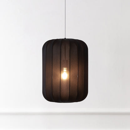 Aurelia 13.75" 1-Light Scandinavian Japandi Adjustable Lantern Metal with Ribbed Cocoon Capsule Shade LED Pendant