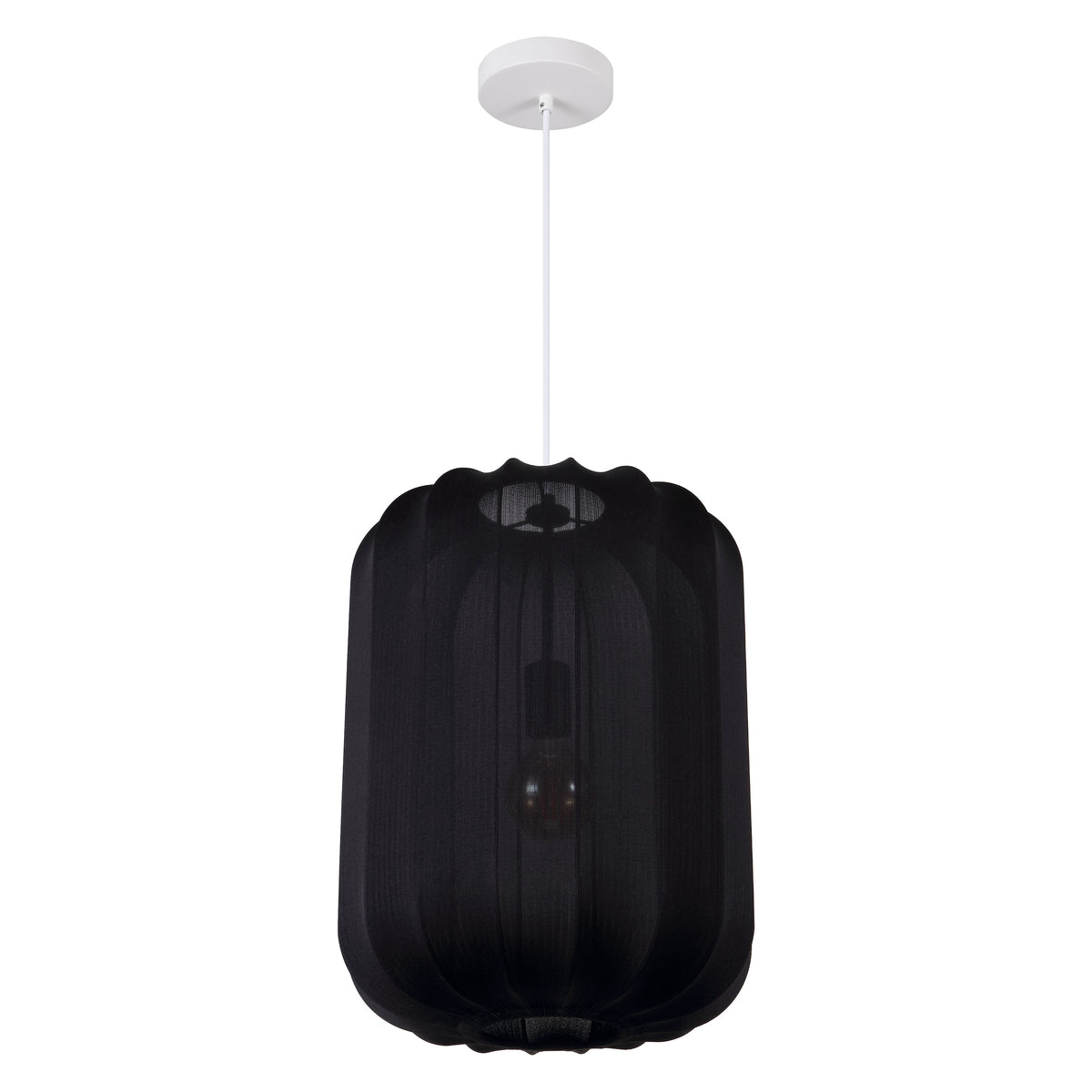 Aurelia 13.75" 1-Light Scandinavian Japandi Adjustable Lantern Metal with Ribbed Cocoon Capsule Shade LED Pendant