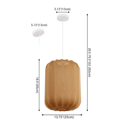 Aurelia 13.75" 1-Light Scandinavian Japandi Adjustable Lantern Metal with Ribbed Cocoon Capsule Shade LED Pendant