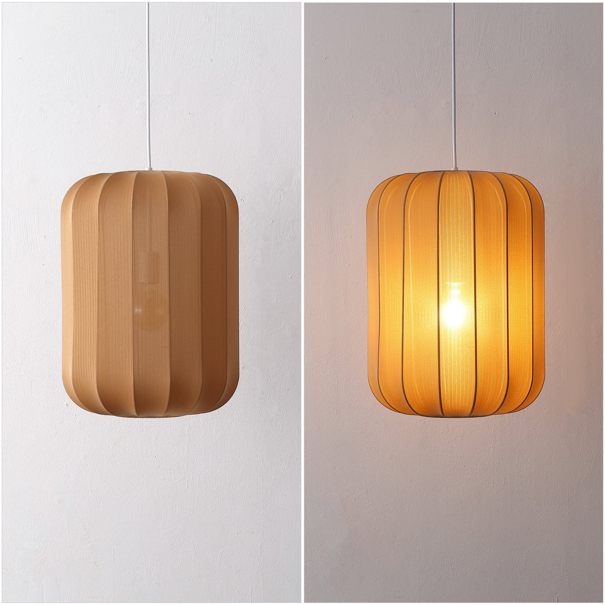 Aurelia 13.75" 1-Light Scandinavian Japandi Adjustable Lantern Metal with Ribbed Cocoon Capsule Shade LED Pendant